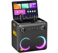 Ikarao Break X2 Machine de Karaoké avec Écran Tactile 10,1", Enceinte Bluetooth 600W, 2 Micros sans Fil et Éclairage LED - Idéal pour Anniversaires, Soirées et Événements Polyvalents