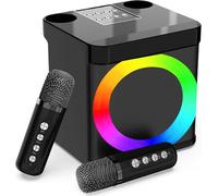 Karaoke Adulte, Enceinte Karaoke 2 Micro sans Fil, karaoké Adulte avec Micro,kit Karaoke Complet pour Enfants, Machine de karaoké avec lumières LED, Prend en Charge AUX/USB/TF