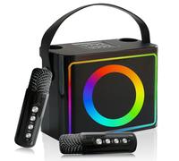 Karaoke Adulte, Enceinte Karaoke 2 Micro sans Fil, kit Karaoke Complet, Machine de karaoké Portable avec système de sonorisation, Support AUX/USB/TF Carte lumières LED, Prend en Charge