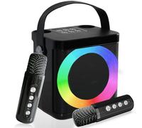 Karaoke Adulte & Enfant, Enceinte Karaoke 2 Micro sans Fil, Kit Karaoké Complet, Karaoke Professionnel, Machine Karaoké Rechargeable, Support TF USB pour Soirée à Domicile