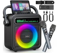 Karaoke Adulte Professionnel - Enceinte Bluetooth Puissante avec 2 Micros sans Fil, Système PA Portable (Bluetooth/TF/USB/AUX/TWS) Enfants/Famille/Amis
