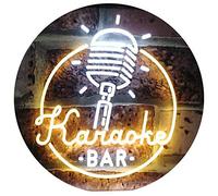 Karaoke Bar Microphone Dual Color LED Enseigne Lumineuse Neon Sign Blanc et jaune 600 x 400mm st6s64-i2843-wy