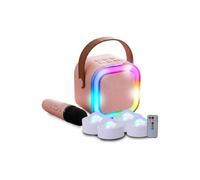 Karaoké Bluetooth Rose avec Micro Sans Fil Lumières LED RGB Batterie Rechargeable Design festif & ambiance LED, 4 Lumières
