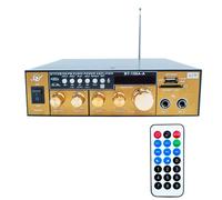 Karaoké Bluetooth Stéréo HiFi Amplificateur MP3 Ecran LCD Entrée USB et SD, avec prises double microphone et touches analogiques.