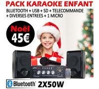 KARAOKÉ BLUETOOTH USB + MICRO + AMPLI + ENCEINTES PA DJ SONO FAMILLE ANNIVERSAIRE NOEL CADEAU ENFANT JOUET