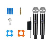 Karaoké Double Microphone Sans Fil Portable Micro Dynamique Récepteur UHF Rechargeable Portable Fête De Mariage Discours Club Spectacle Réunion(Two mic)