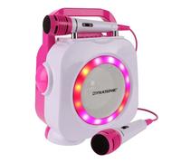 DYNASONIC Karaoké avec Microphone, Cadeaux Originaux pour Enfants Fille, Enceinte Jouets Fille (DK-201 Pink) USB, Rechargeable,Portable