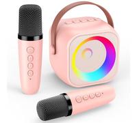 Karaoke Enfant 2 Micro sans Fil, Mini Micro Karaoke avec Lumières RVB, Microphone sans Fil Cadeau pour Enfant Adulte - Fête Familiale à la Maison - Cadeau de Noël pour Fille