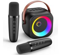 Karaoke Enfant 2 Micro sans Fil, Mini Micro Karaoke avec Lumières RVB, Microphone sans Fil Cadeau pour Enfant Adulte - Fête Familiale à la Maison