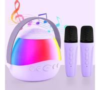 Karaoke Enfant, Diealles Shine Portable Micro Karaoke, Karaoké avec Magique Voix Change et LED Lumière, Enceinte Micro pour Fille Garçon