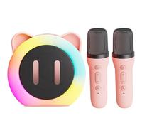 Karaoke Enfant, Enceinte Karaoke 2 Micro sans Fil, Cadeau Fille 3 4 5 6 7 8 9 10 11 12 Ans, Micro Karaoke avec Éclairage LED Amusant et Haut Parleur Intégré
