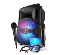 gef-roy Karaoké Enfant Enceinte Sono 400W sur Batterie Portable avec LED USB/SD/Bluetooth, 2 Microphones, câble PC Smartphone Tablette