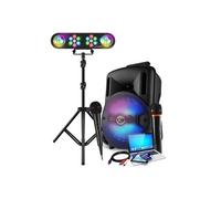 Karaoké Enfant Enceinte sono 400W sur Batterie portable LED USB/SD/BLUETOOTH, 2 Microphones, câble PC, Pack jeux de lumières