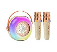 Karaoké Enfant - Haut-Parleur Nomade avec 2 Microphones,Éclairage LED Ambiant - Idéal pour Anniversaires Fêtes Familiales et Événements Festifs
