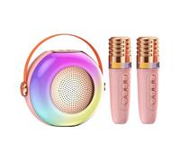 Karaoké Enfant | Haut-Parleur Nomade avec 2 Microphones,Machine Compacte avec Éclairages | pour Anniversaires Fêtes Familiales et Célébrations de Weekends