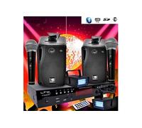 karaoké enfant hi-fi 100w + 2 micros usb sd bluetooth + radio fm + câbles + 2 mini jeux strobes led