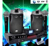 karaoké enfant hi-fi 100w + 2 micros usb sd bluetooth + radio fm + câbles + mini jeux strobe led