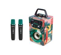 Trendix - Karaoke Enfant Tropical Vibes | Enceinte Karaoke 2 Micro sans Fil | Karaoké Enfant 2 Microphones | Enceinte avec Micro sans Fil | Enceinte Bluetooth Portable | Cadeau Fille 8 Ans |