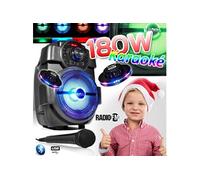 Enceintes, baffle et amplis DJ GENERIQUE karaoké enfants enceinte 180w portable batterie avec micro usb/bluetooth/ radio fm + 2 ovni