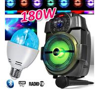 Karaoké Enfants Enceinte 180W portable Batterie avec USB/BLUETOOTH/ RADIO FM + Ampoule 3 LED