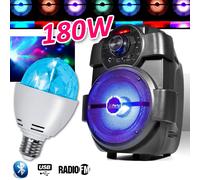 Karaoké Enfants Enceinte 180W portable Batterie avec USB/BLUETOOTH/ RADIO FM + Ampoule 4 LED