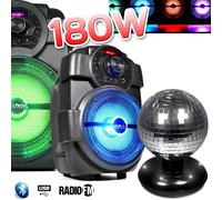 Karaoké Enfants Enceinte 180W portable Batterie avec USB/BLUETOOTH/ RADIO FM + Boule Facette