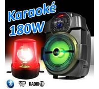 karaoké enfants enceinte 180w portable batterie avec usb/bluetooth/ radio fm + gyrophare rouge Rouge
