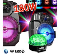 Karaoké Enfants Enceinte 180W portable Batterie avec USB/BLUETOOTH/ RADIO FM + SIXMAGIC