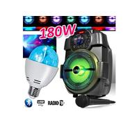 karaoké enfants enceinte 180w portable batterie avec usb/bluetooth/ radio fm + ampoule 3 led