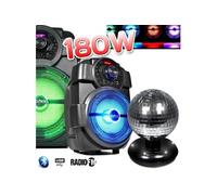 karaoké enfants enceinte 180w portable batterie avec usb/bluetooth/ radio fm + boule facette