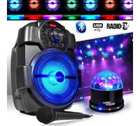 Karaoké Enfants Enceinte 180W portable Batterie MICRO avec USB/BLUETOOTH/ RADIO FM + SunMagic