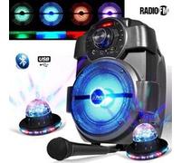Karaoké Enfants Enceinte 180W portable Batterie MICRO avec USB/BLUETOOTH/ RADIO FM +2 RounDiams