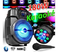 Karaoké Enfants Enceinte 180W portable MICRO Batterie avec USB/BLUETOOTH/ RADIO FM + PAR Ayden