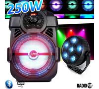 Karaoké Enfants Enceinte 250W portable Batterie HANDY180 avec USB/BLUETOOTH/ RADIO FM + Par Ball