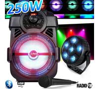 Karaoké Enfants Enceinte 250W portable Batterie MICRO HANDY180 avec USB/BLUETOOTH/ RADIO FM + Par Ball