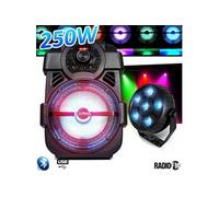 karaoké enfants enceinte party light - 250w portable batterie handy180 avec usb/bluetooth/ radio fm - par ball