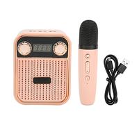 Karaoke Hine, HiFi stéréo Sound Portable Bluetooth Haut-Parleur avec Microphone 2000 mAh Batterie Chantant Le Joueur de karaoké pour Les Enfants Adultes (Rose)