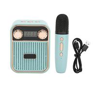 Karaoke Hine, HiFi stéréo Sound Portable Bluetooth Haut-Parleur avec Microphone 2000 mAh Batterie Chantant Le Joueur de karaoké pour Les Enfants Adultes (Bleu)