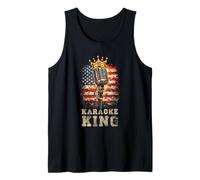 Karaoké King Singer Microphone Vintage Drapeau américain Chantant Débardeur