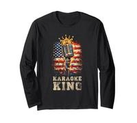 Karaoké King Singer Microphone Vintage Drapeau américain Chantant Manche Longue