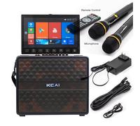 Karaoke Machine with Lyrics Display Touch Screen, WiFi, Mobile Screen Projection. Bluetooth Speaker with 2 Microphones, Outdoor Party, Family Gathering, Portable Karaoke Singing Machine
