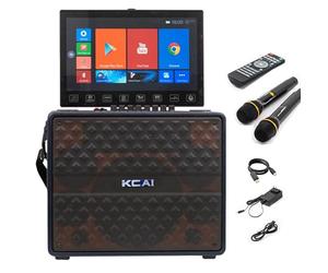 Karaoke Machine with Lyrics Display Touch Screen, WiFi, Mobile Screen Projection. Bluetooth Speaker with 2 Microphones, Outdoor Party, Family Gathering, Portable Karaoke Singing Machine