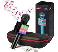 Karaoke Micro Sans Fil avec Haut-Parleur Bluetooth, Bouton Selfie, Enregistreur Vocal et Carte SD, Effets Vocaux et Echo, Télécommande, pour Enfants et Fêtes, Compatible Android/iOS PC TV