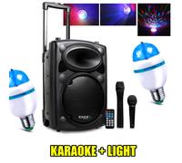 Karaoké mobile 500W USB/MP3 IBIZA PORT10VHF-BT + 2 Ampoules mini Diams RVB