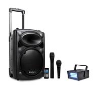 Karaoké mobile 500W USB/MP3 IBIZA PORT10VHF-BT + Mini strobe Lytor