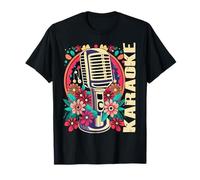 Karaoké Musique Bar Chanteur Fleurs Microphone Karaoké T-Shirt