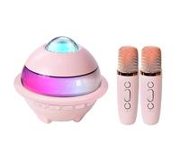 Karaoké Portable pour Enfants avec 2 Micros Bluetooth,Effets de Voix & Lumières-Kit Chant Familial avec Enceinte,Idéal pour Anniversaires,Fêtes et Voyages-Cadeau Musical pour Filles et Garçons (Rose)