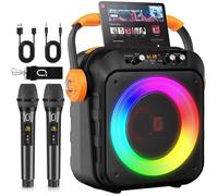 Karaoké portable - SVATV - MS80 - 2 micros sans fil - Bluetooth 5.0 - LED disco 5 effets
