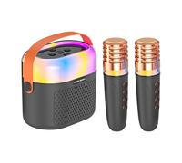 Karaoké Pour , Chanteur Portable Avec 2 Microphones Sans Fil Batterie De 1200 MAh | Ensemble De Karaoké Familial Pour La Maison, Machine De Musique Pour Les Fêtes Et Gratuit Pour Les