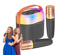 Karaoké pour enfants,Machine à karaoké pour enfants - 1200mAh petit appareil vocal karaoké,Système de karaoké à domicile avec 2 micros sans fil, karaoké familial ensemble de lumières éblouissantes